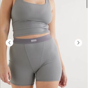 SKIMS Ribbed Cotton Tank and Boxer Set Pacific